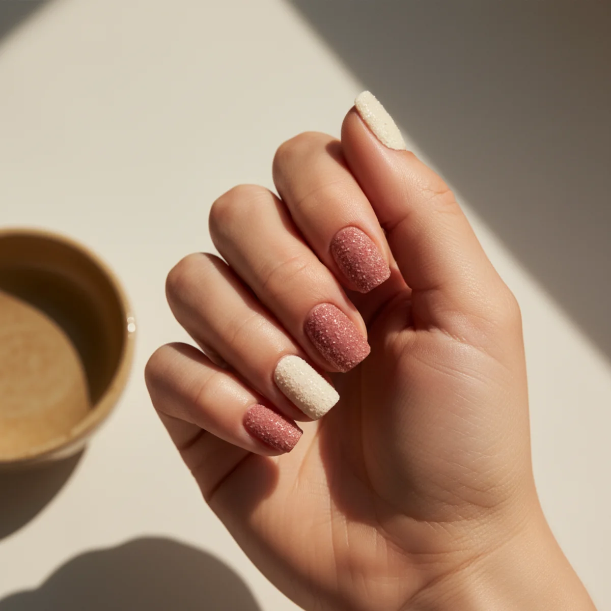 Negative-Space Diamond Set — cool nail design ideas