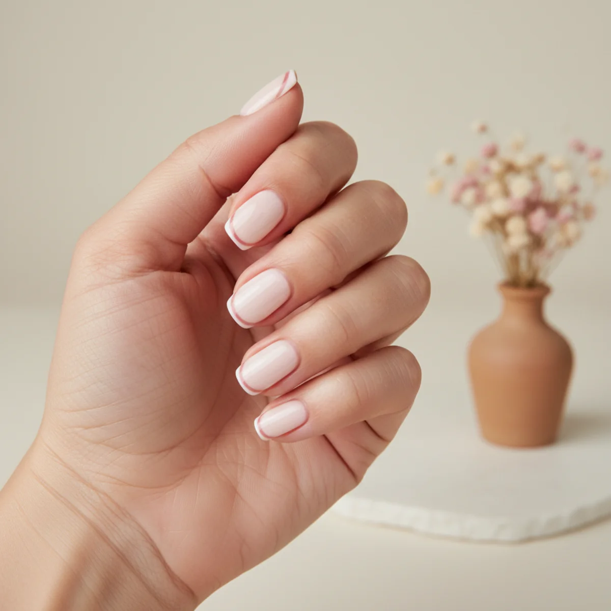 Milky Pink With Gold Speck — cute nail design ideas