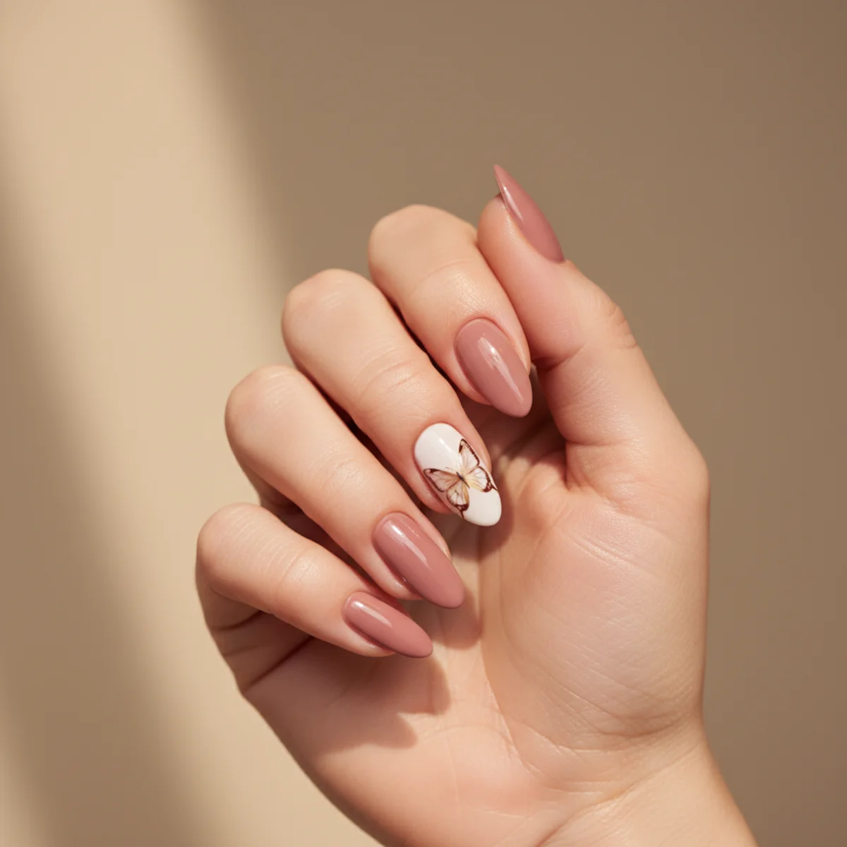 Soft Pink With Single Rhinestone — cute nail design ideas