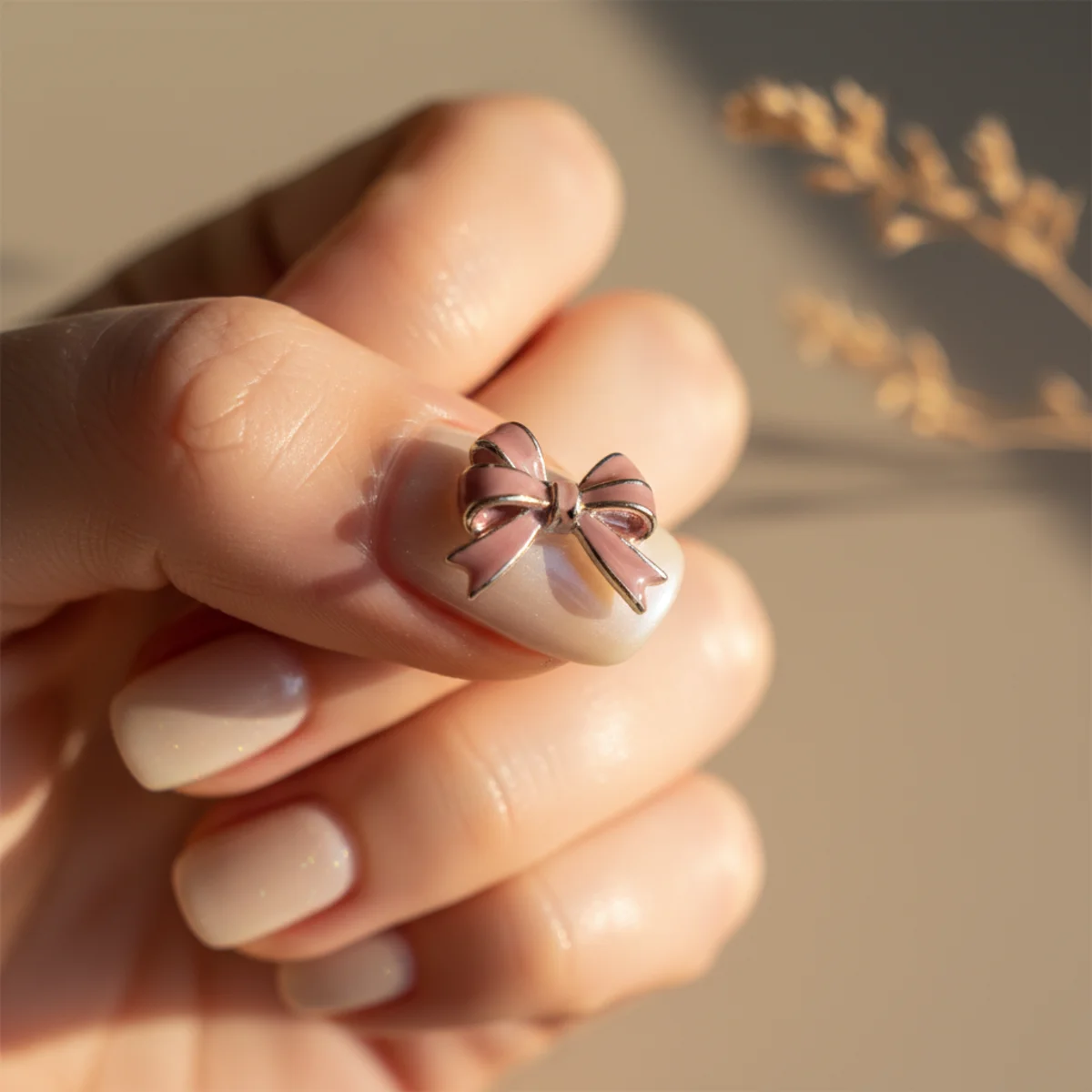 Sheer Champagne With Glitter Cuff — cute nail design ideas