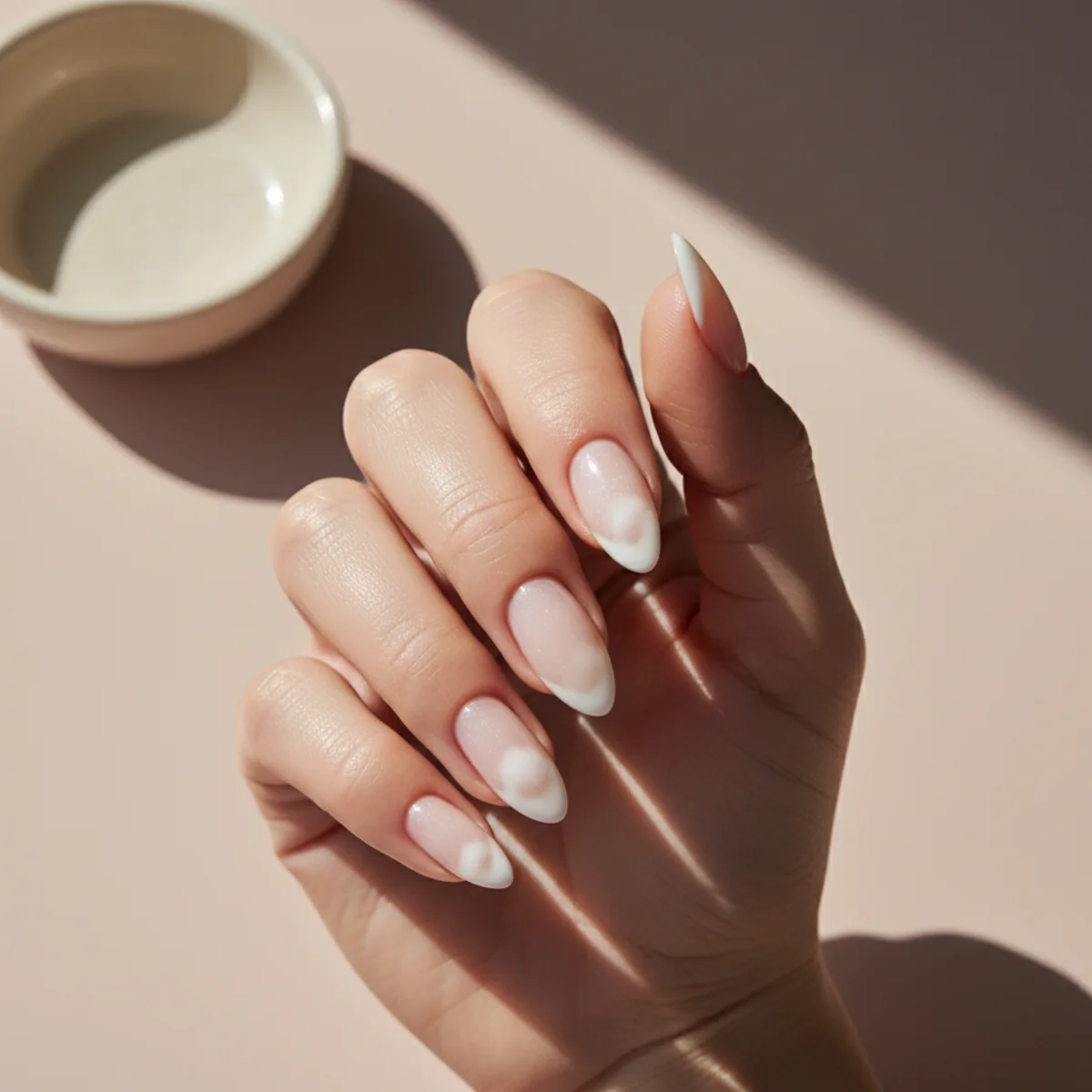 Sheer Pink With Star Decal — cute nail design ideas