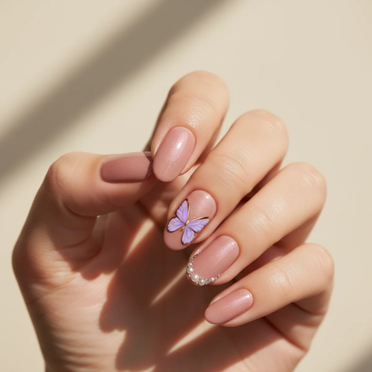 Lilac Floral Sprig — easter nail design ideas