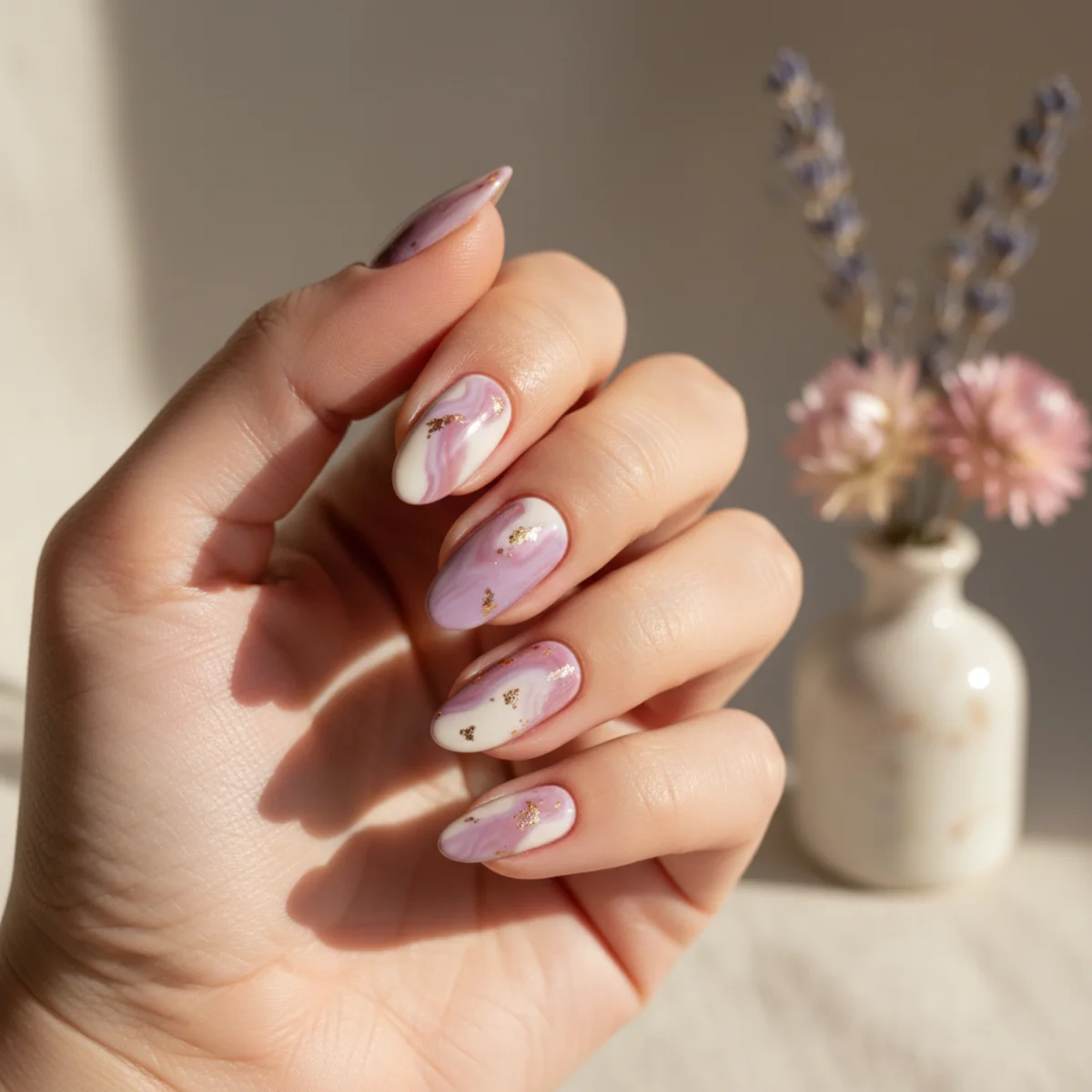 Sheer Coral With Pearl — easter nail design ideas