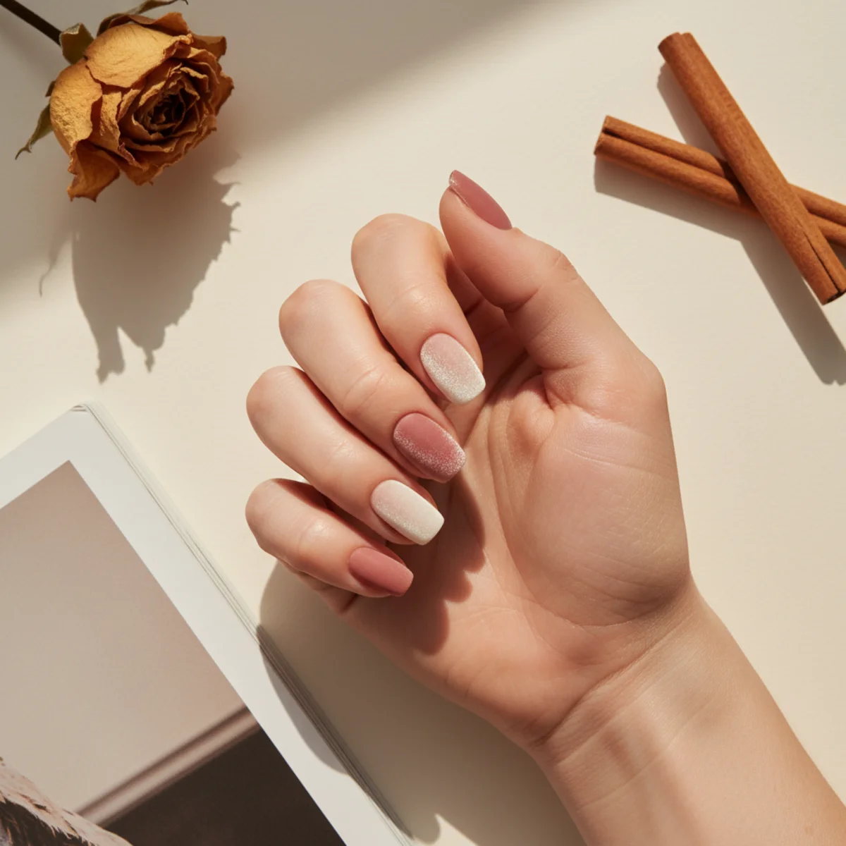 Sheer Berry French — fall nail design ideas