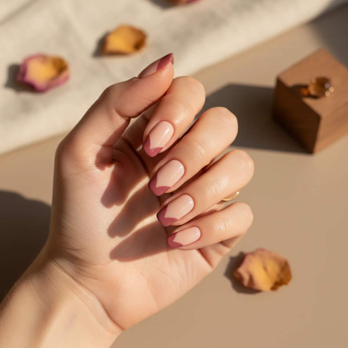 Sheer Plum With Pearl — fall nail design ideas