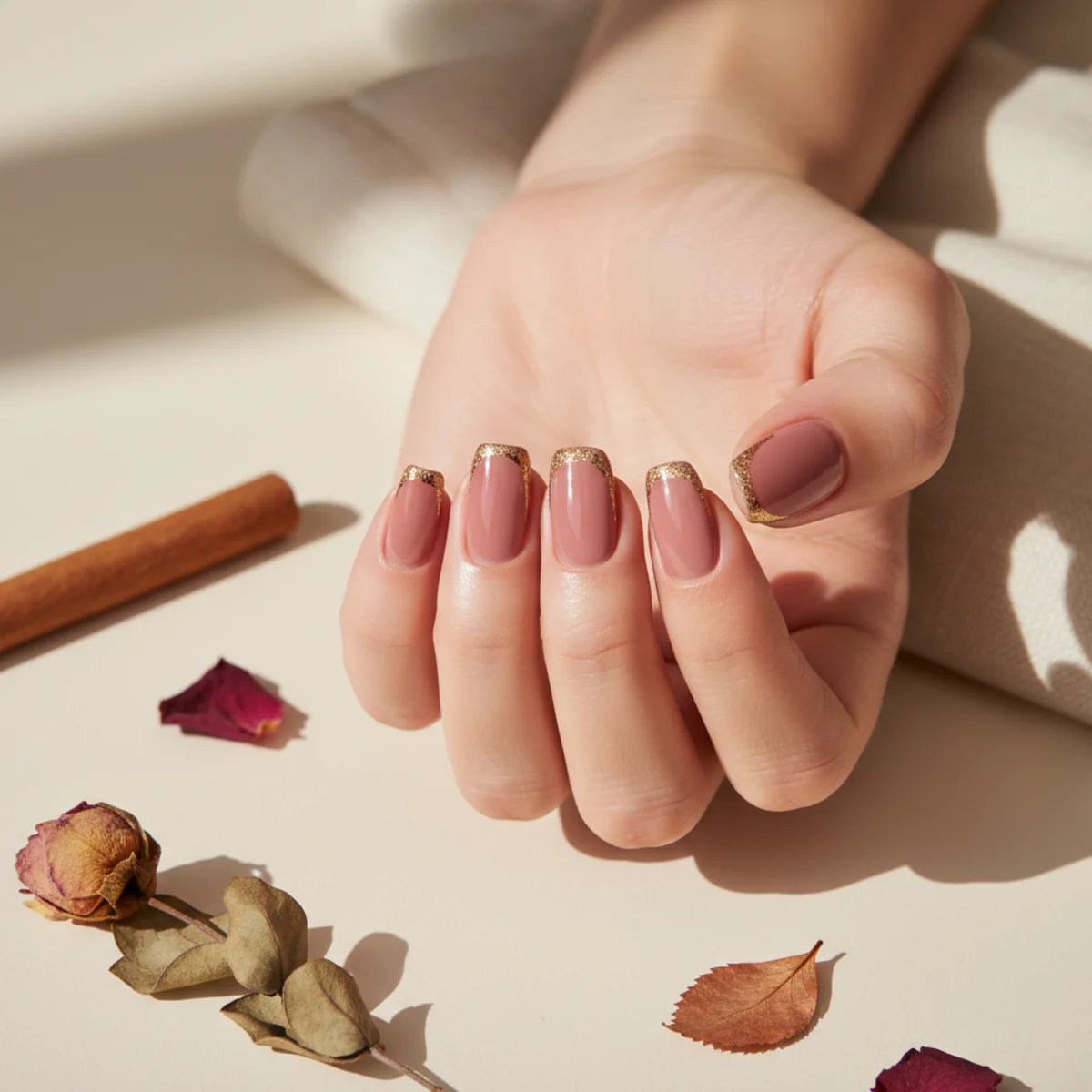 Mocha French Tip — fall nail design ideas
