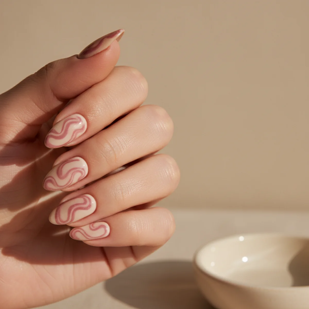 Champagne Half-Moon — fall nail design ideas