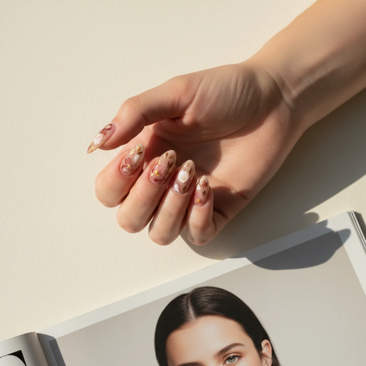 Asymmetric Chrome Half — gel nail design ideas