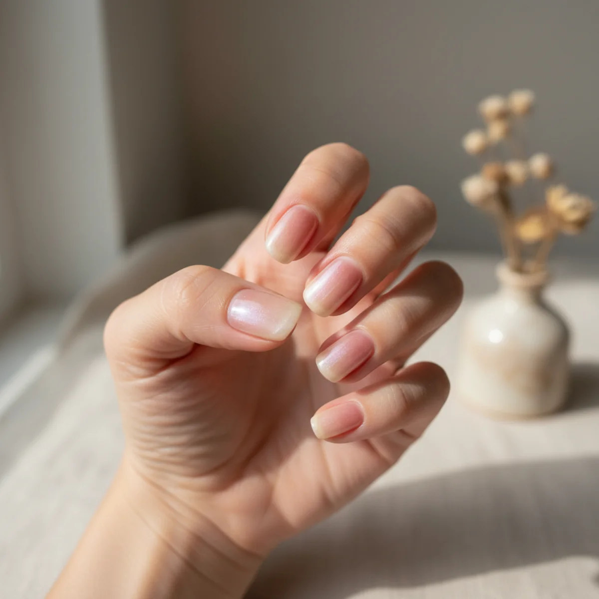 Pearl Mermaid Half-Moon — gel nail design ideas