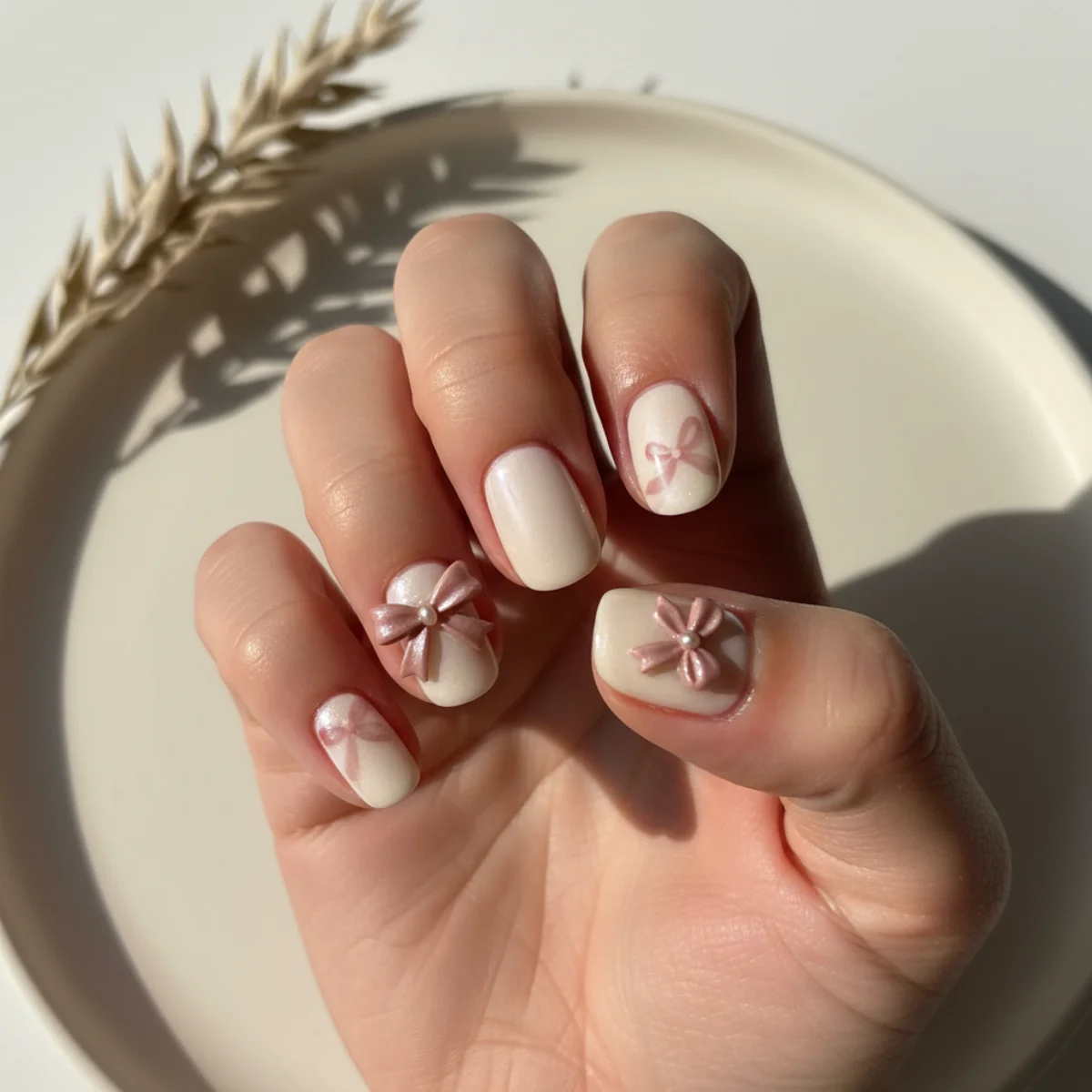Pearl Encrusted French — gel nail design ideas
