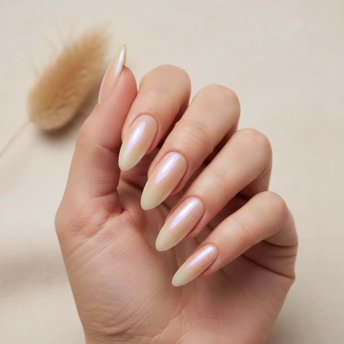 Cloud Painted Over Chrome — long nail design ideas