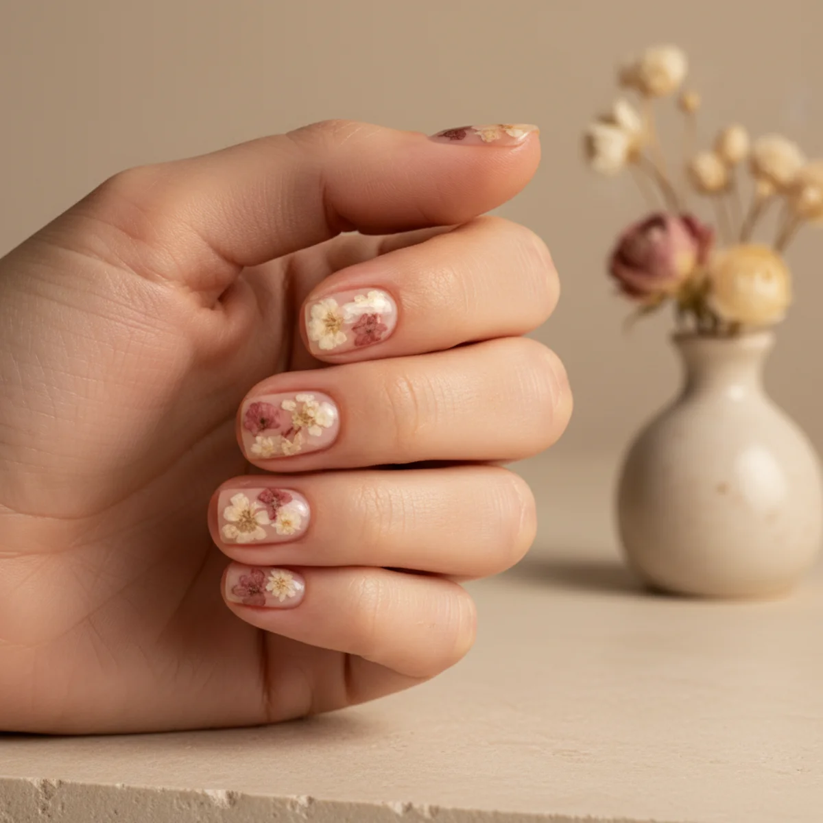 Half-French Champagne Minimalist — minimalist nail design ideas