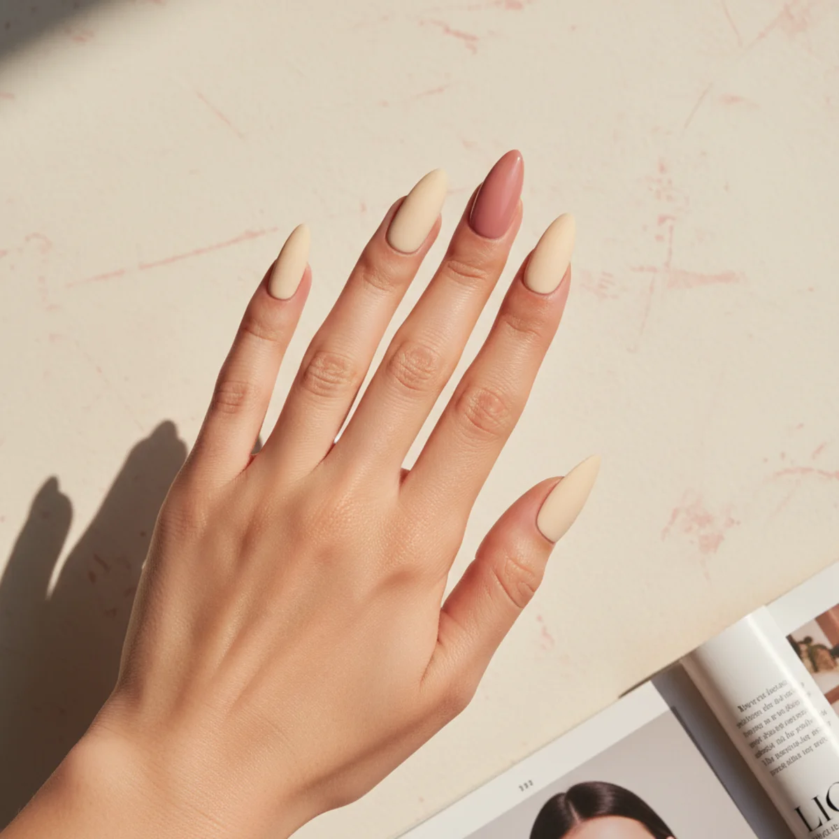 Single-Finger Cherry Accent — nail art design ideas for short nails