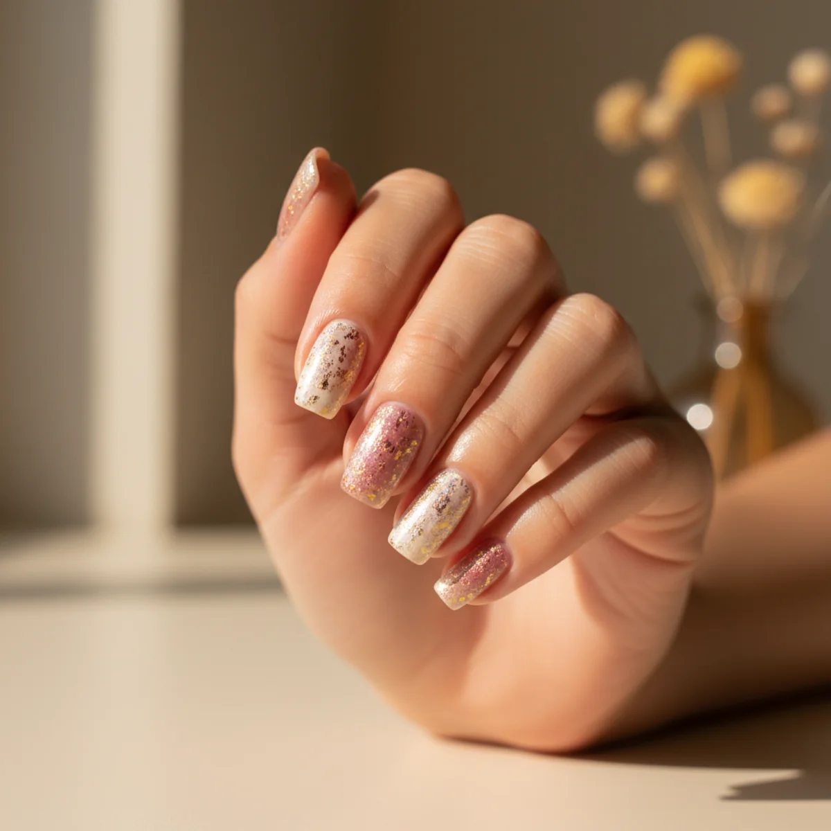 Milky Latte With Speckle — nail art design ideas