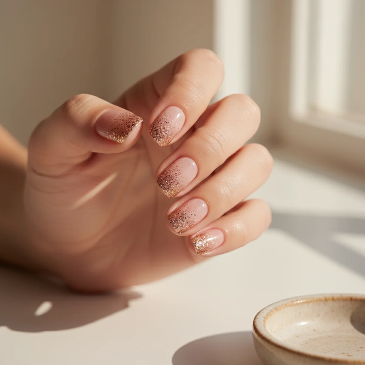 Pink With Gold Foil — nail color design ideas
