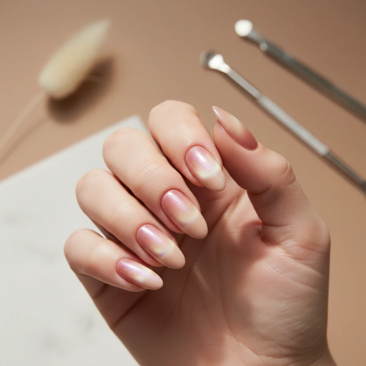 Half-Moon Negative Space — nail design ideas at home