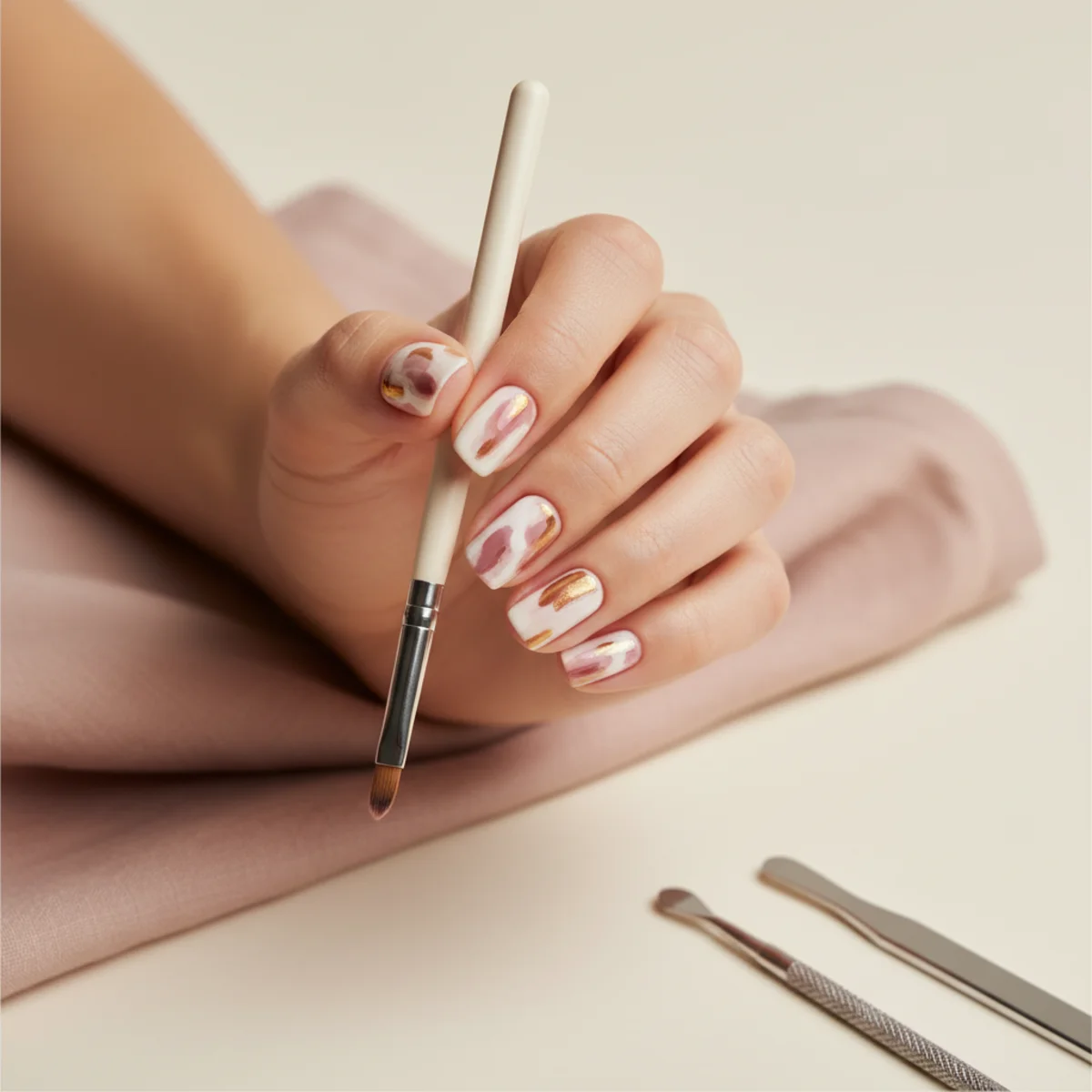 Asymmetric Chrome Half — nail design ideas at home