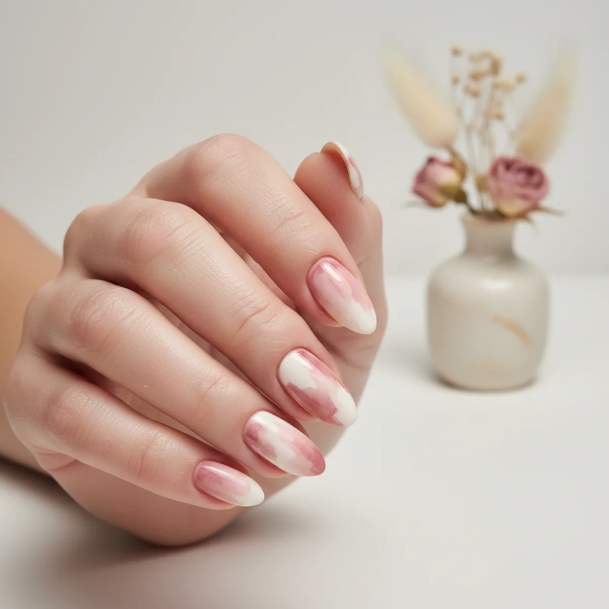 Cloud Painted Over Chrome — nail design ideas