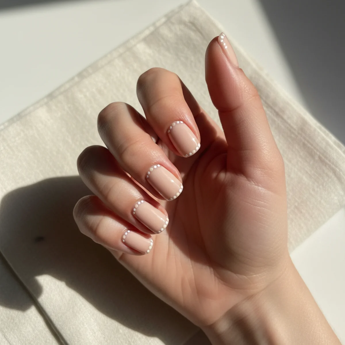 Pearl Encrusted French — nail design ideas
