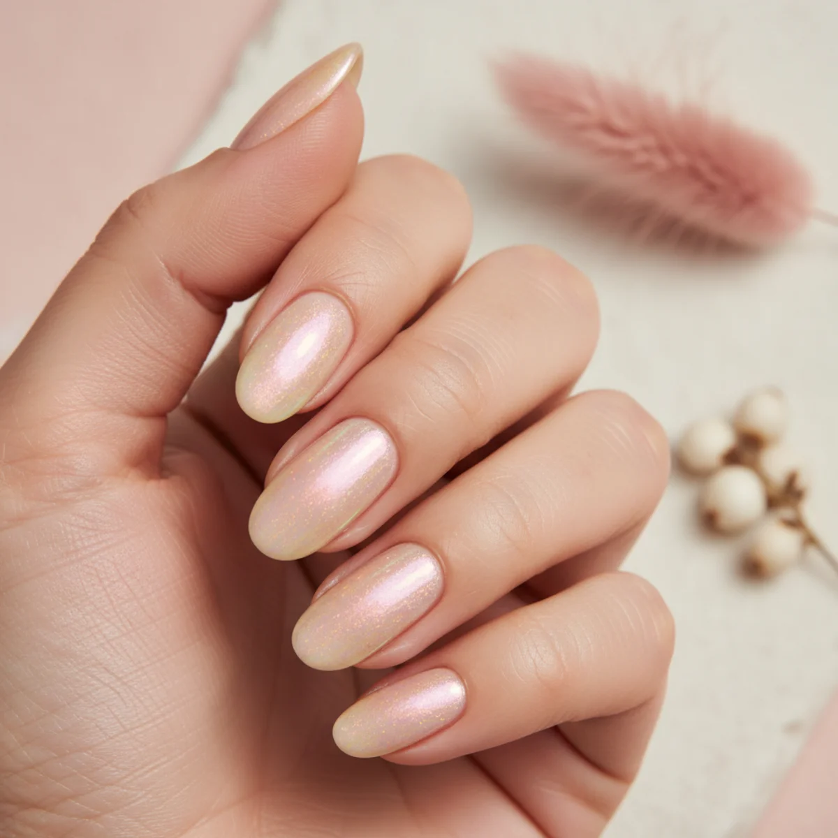 Milky Latte With Speckle — seasonal nail design ideas