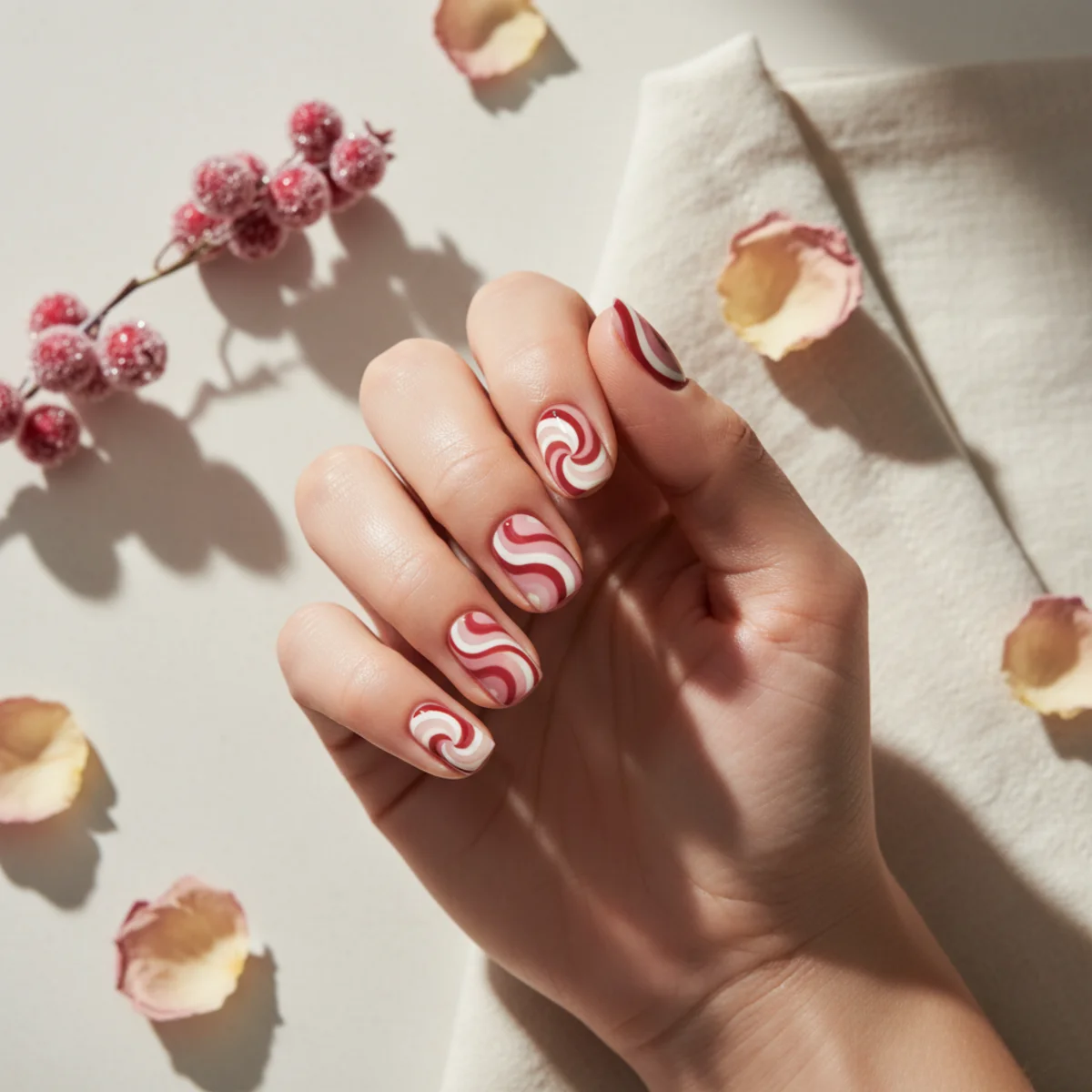 Aurora Pearl Coffin — seasonal nail design ideas