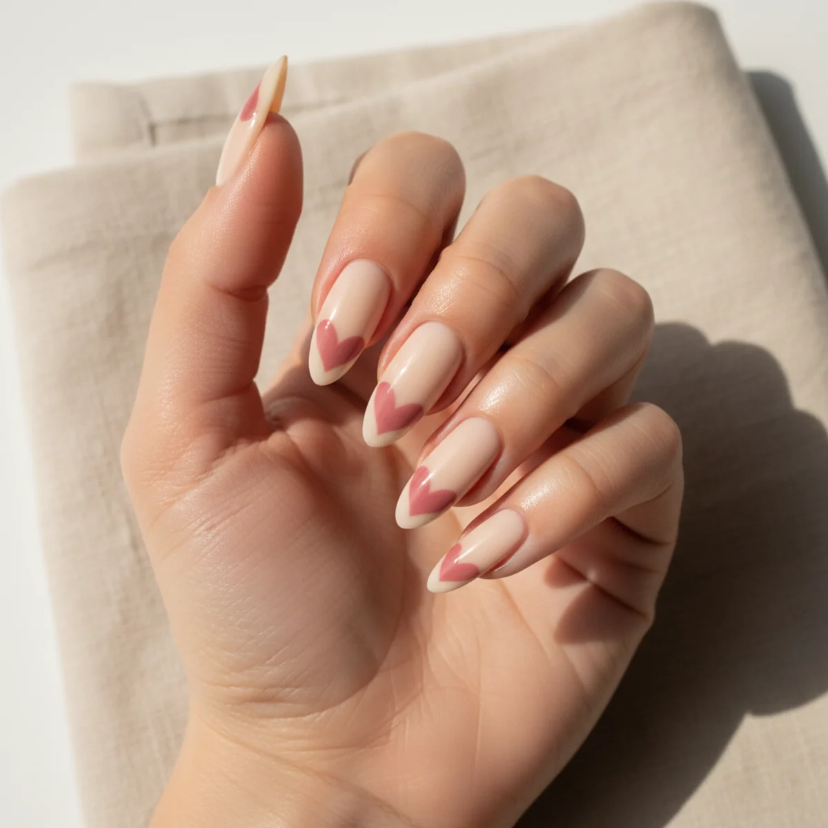 Tonal Nude Stripe — short acrylic nail design ideas