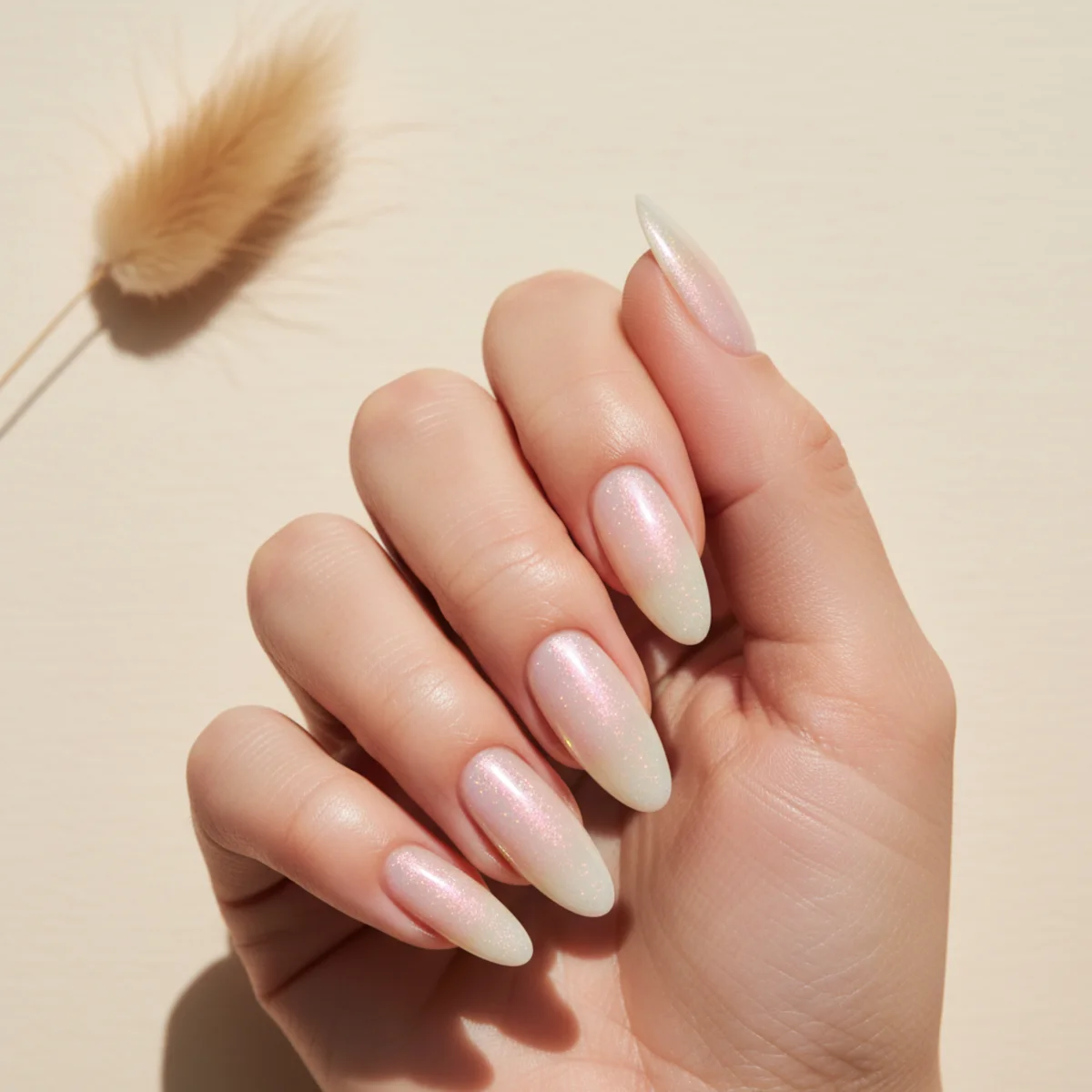 Lavender Sheer With Pearl — short acrylic nail design ideas