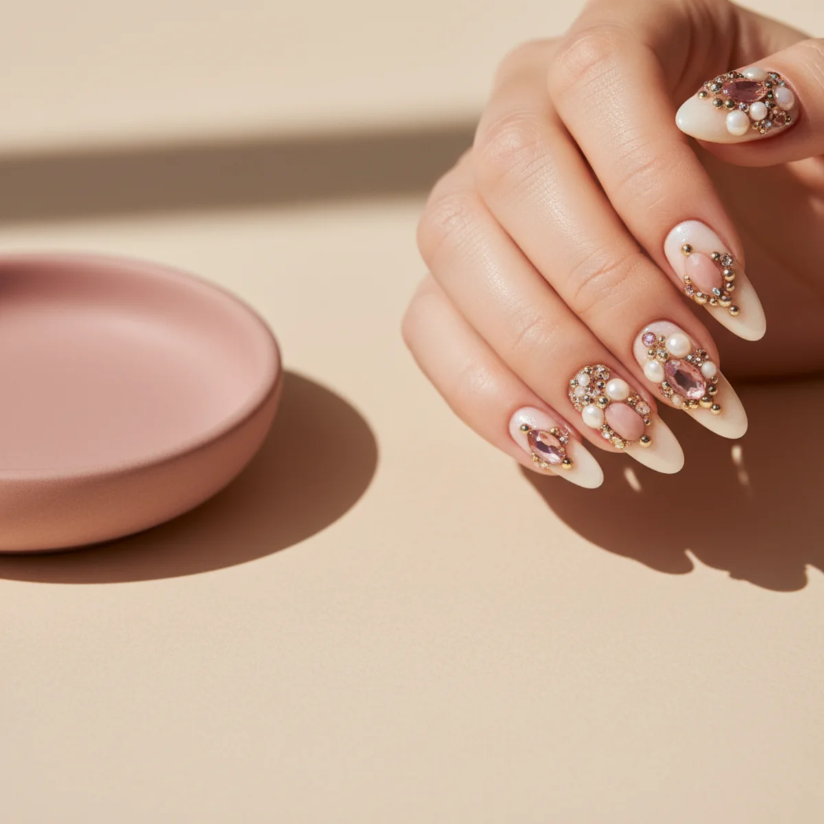 Champagne Foil Short — short acrylic nail design ideas