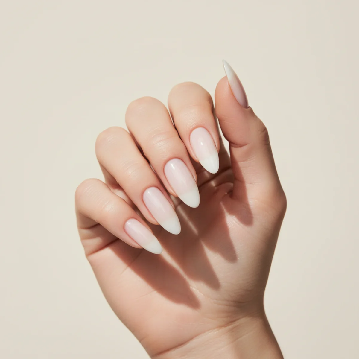 Tonal Nude Stripe — short nail design ideas