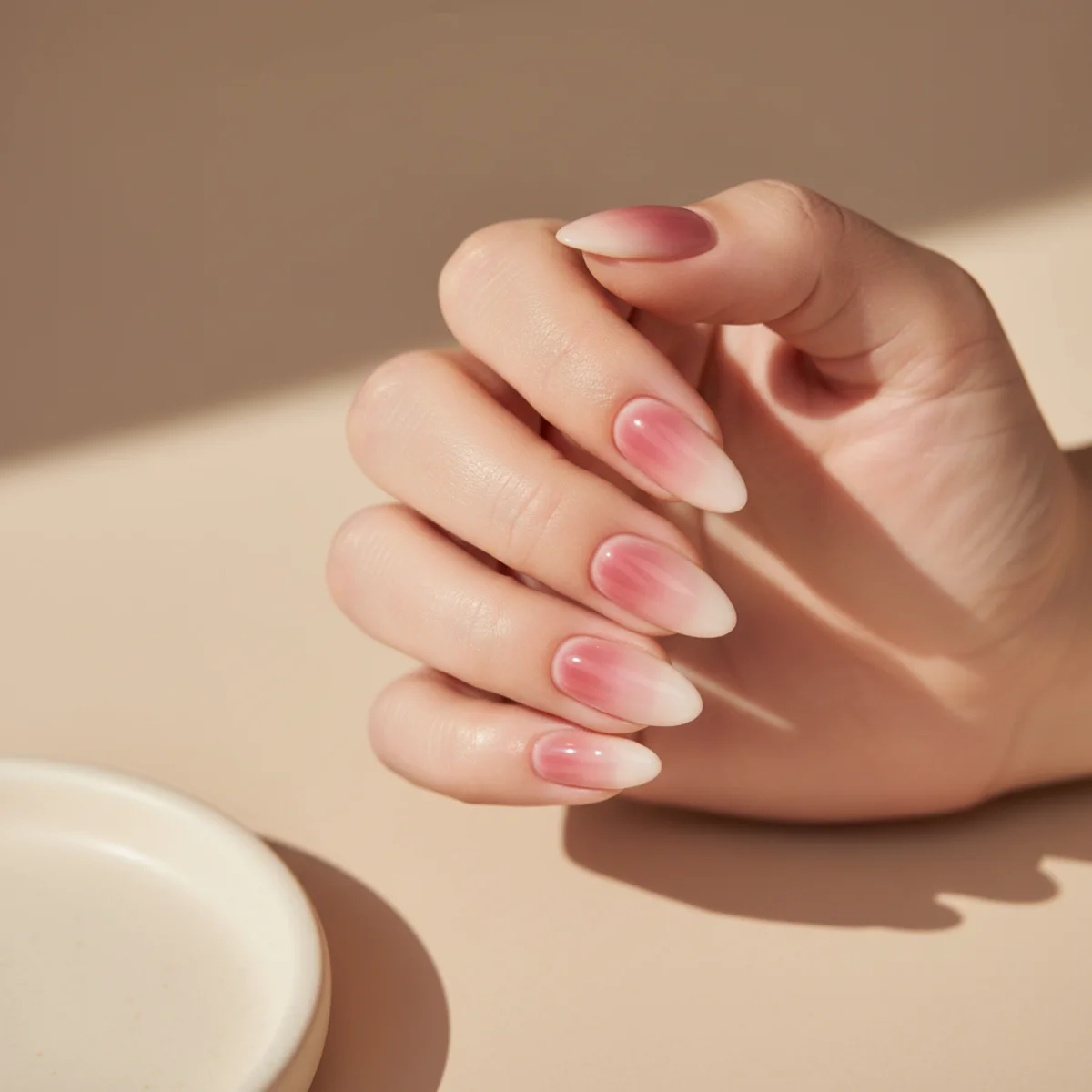 Sheer Nude With Crystal — short nail design ideas