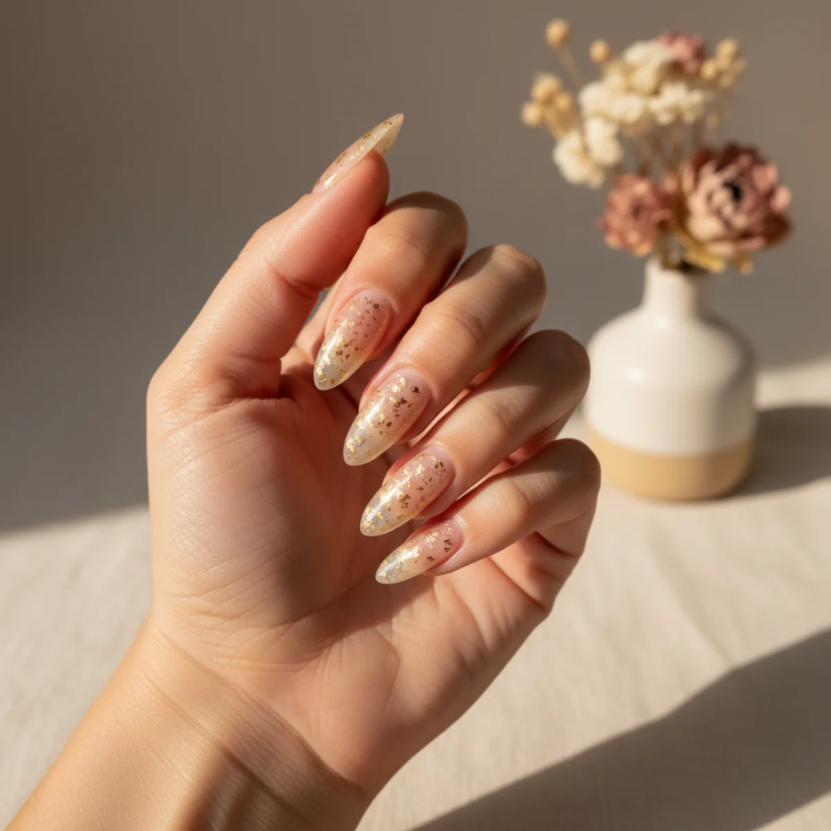 Coral Chrome Mirror — short nail design ideas
