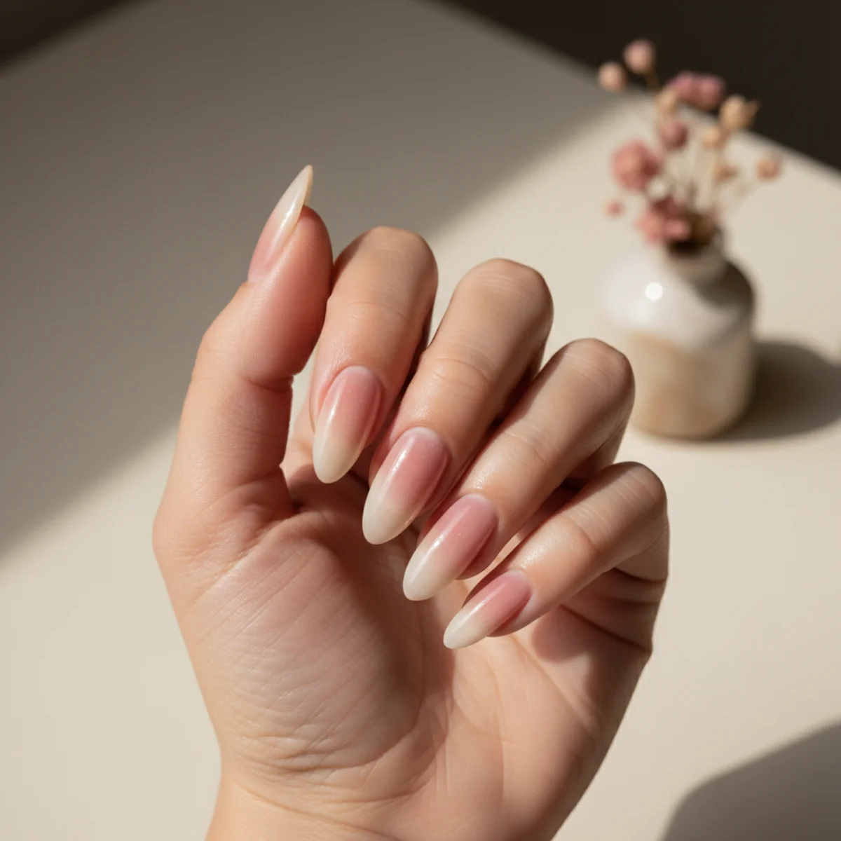 Milky Sheer Wash — short nail design ideas