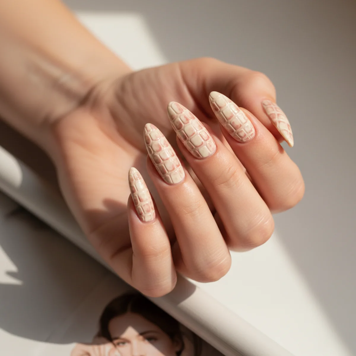 Reverse French Mauve — short nail design ideas