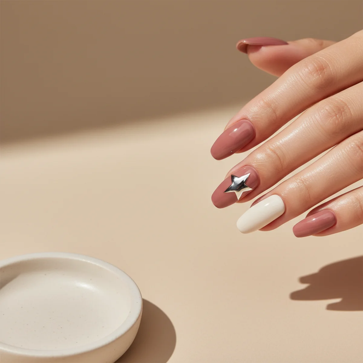 Champagne Foil Short — short nail design ideas