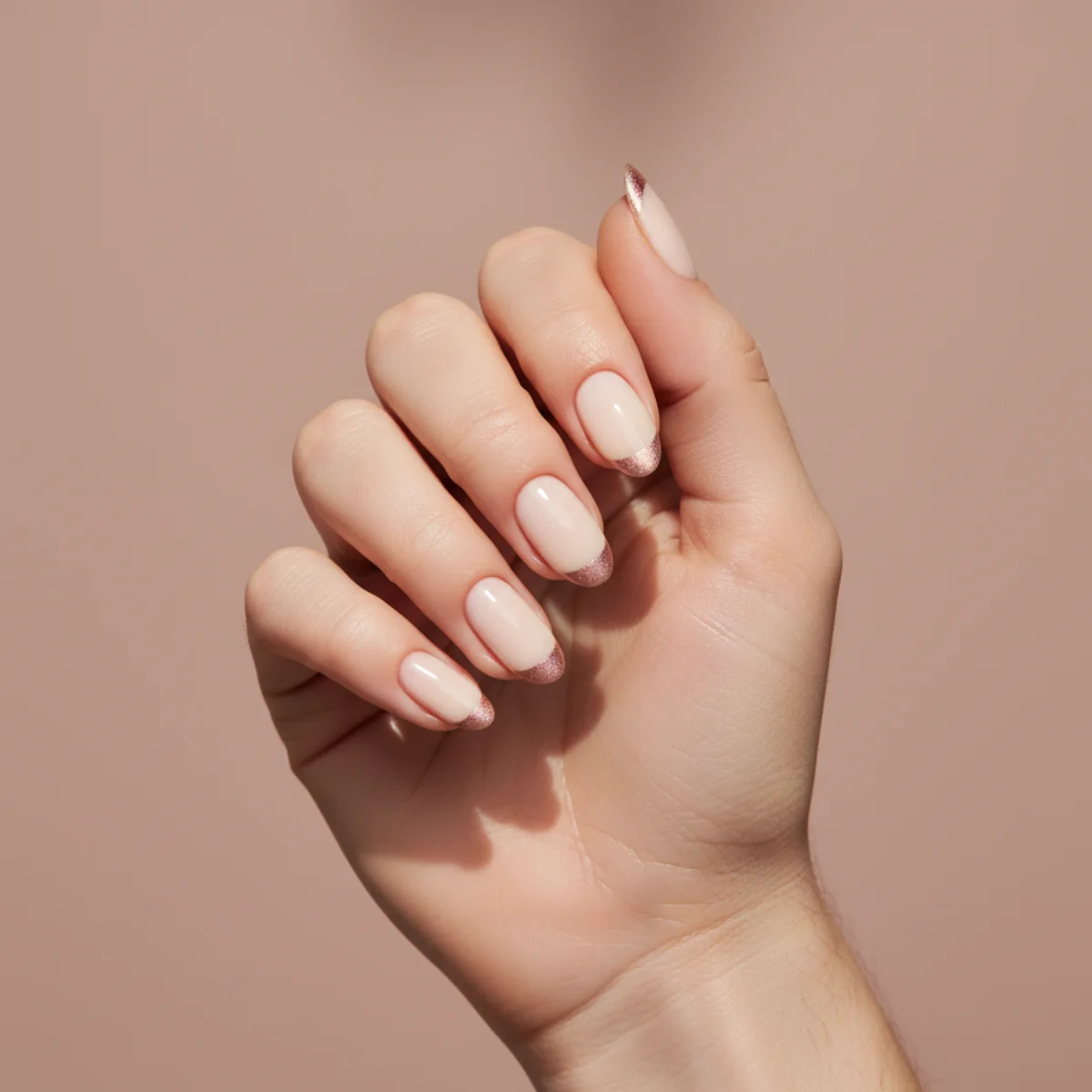 Sheer Champagne With Star — short nail design ideas