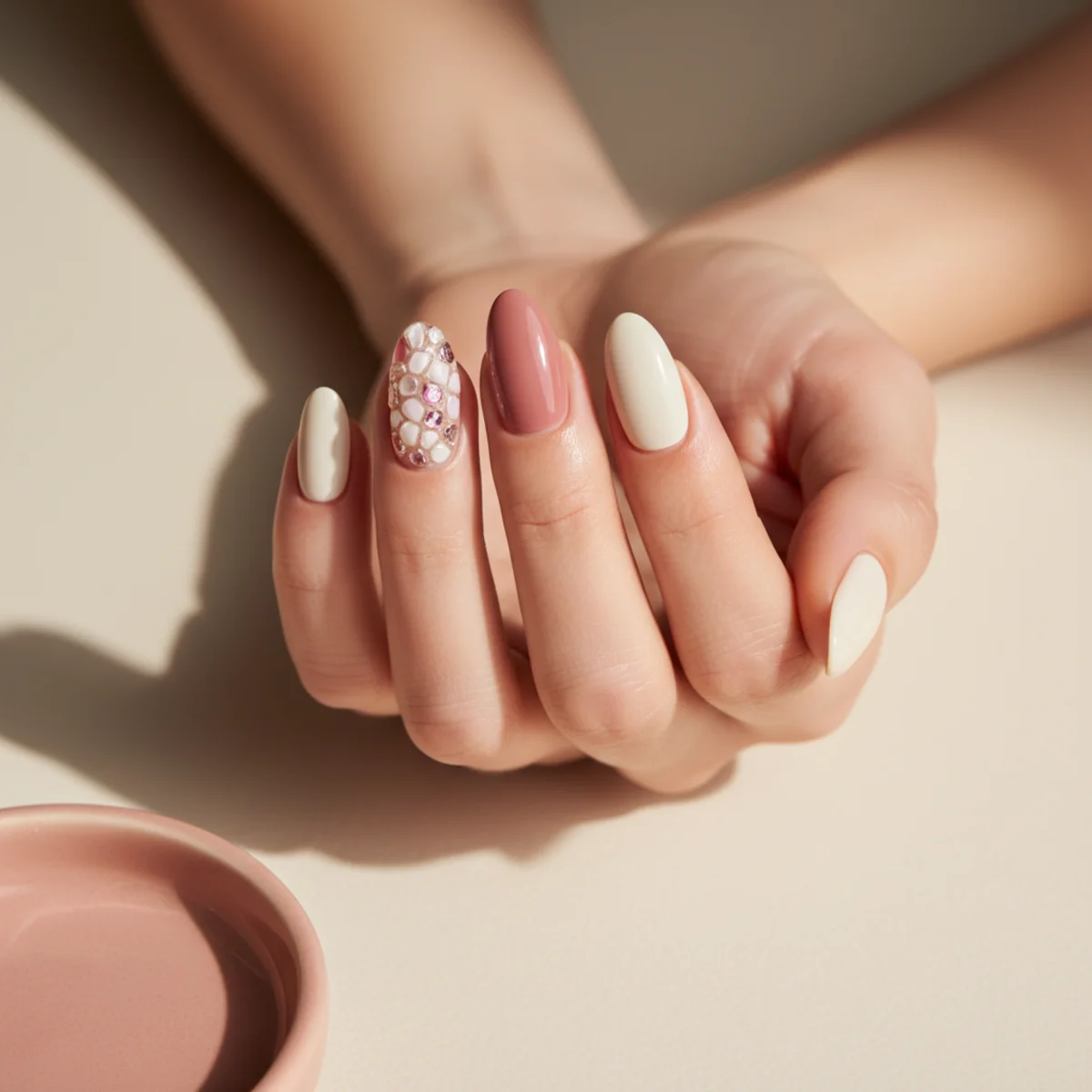 Lemon Yellow With Polka — short nail design ideas