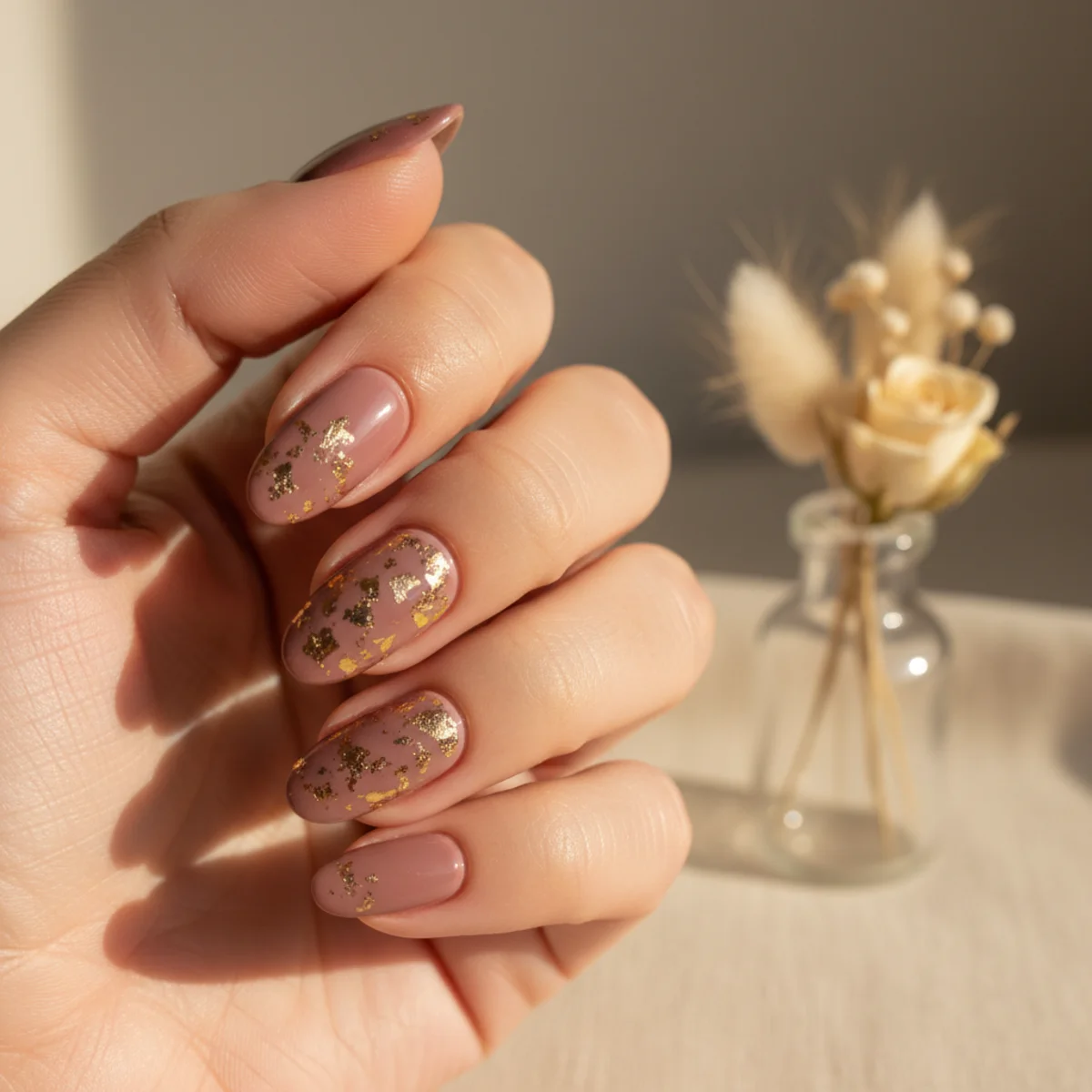 Sheer Champagne With Pearl Minimalist — simple nail design ideas