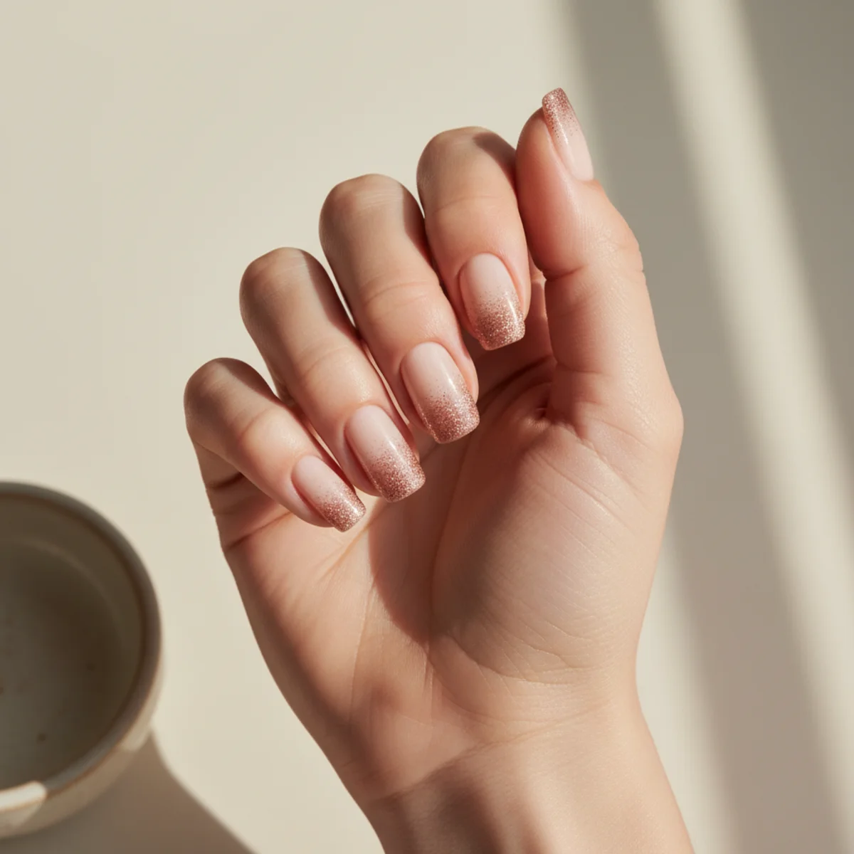 Half-French Champagne Minimalist — simple nail design ideas