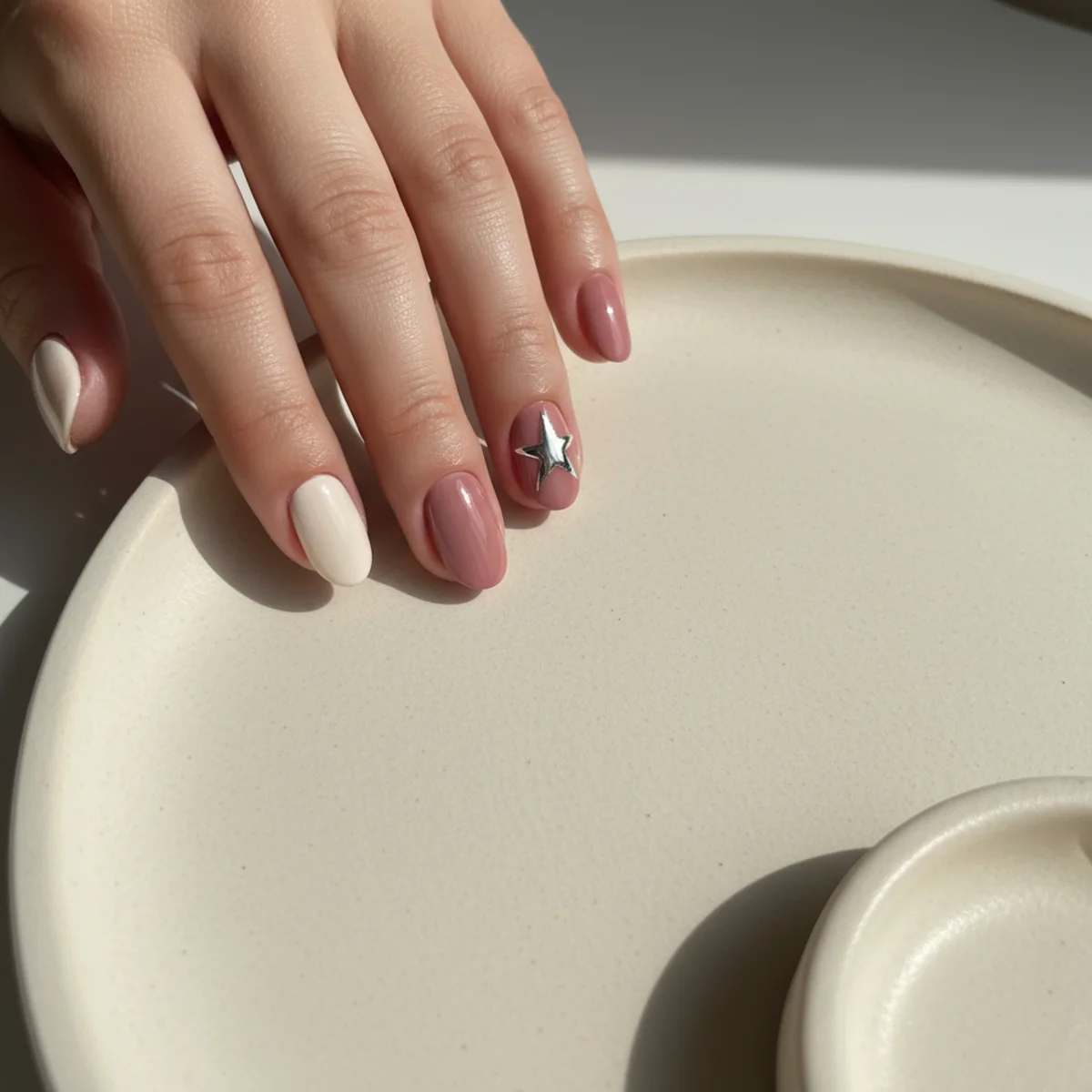 Sheer Lavender With Pearl Minimalist — simple nail design ideas