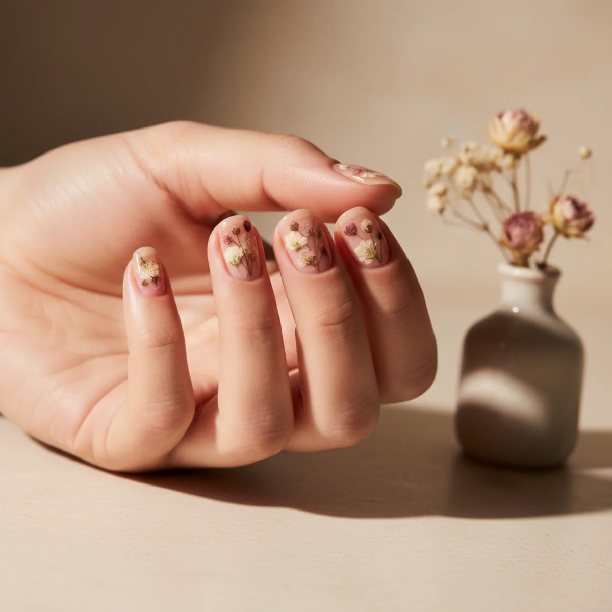 Sheer Nude With Crystal Minimalist — simple nail design ideas