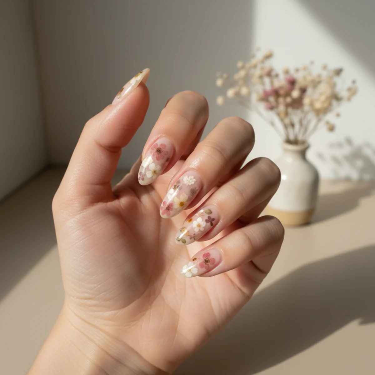 Pearl Half-Moon Sheer — spring nail design ideas