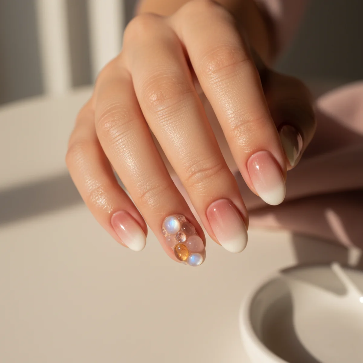 Lilac With Floral — spring nail design ideas