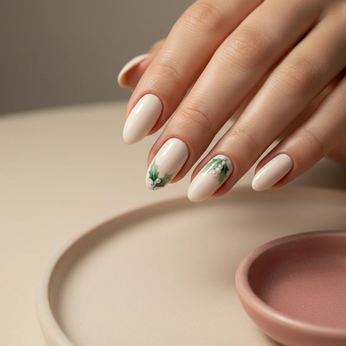 Heart-Centered French — spring nail design ideas