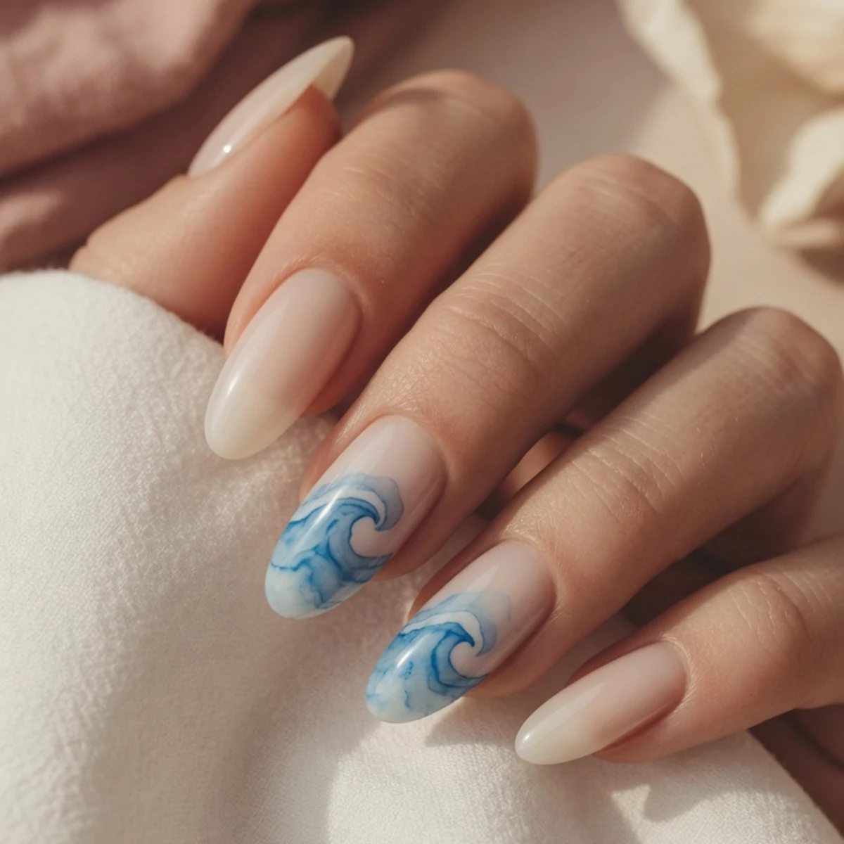 Watercolor Wave — summer nail design ideas 2026