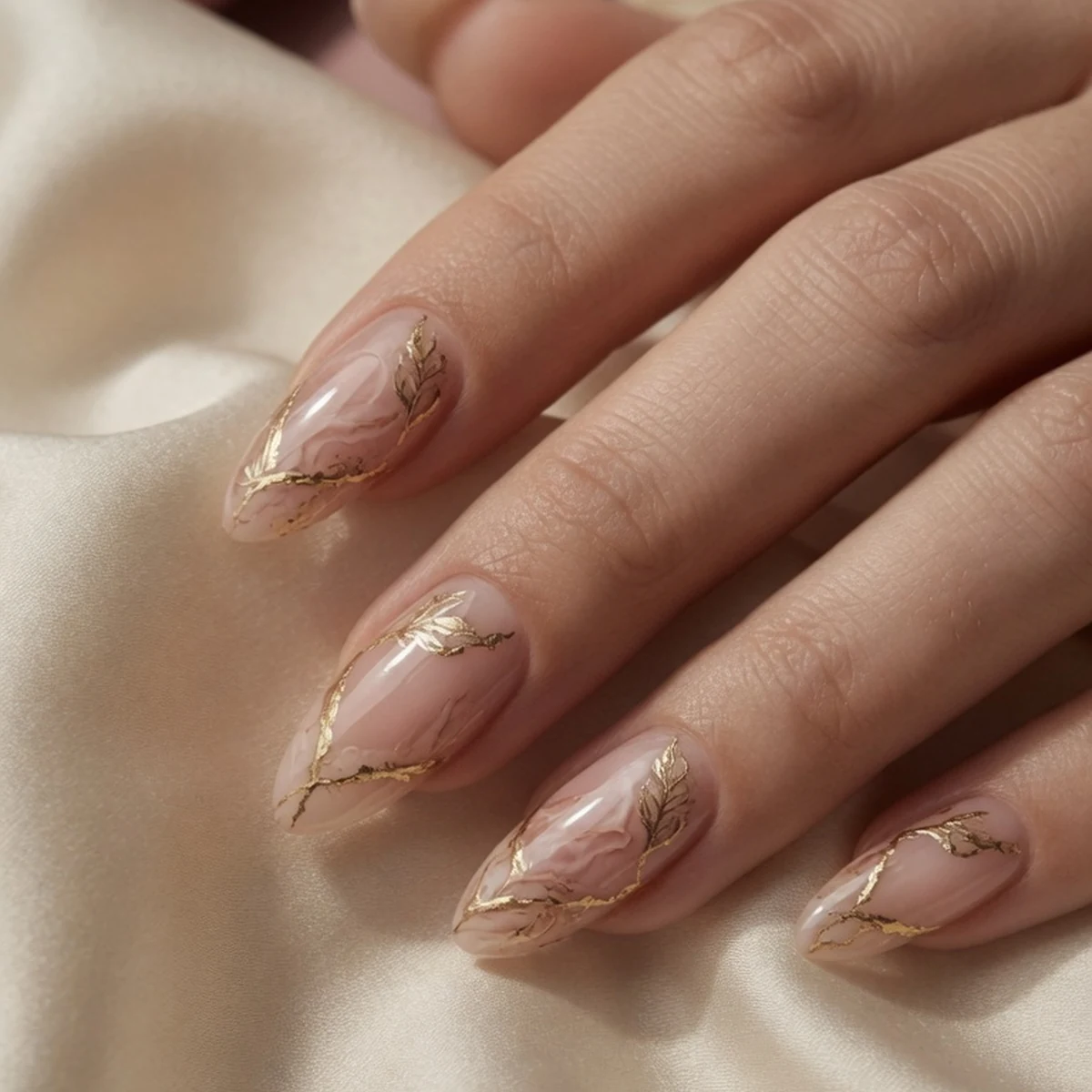 Foil Marble Gold — summer nail design ideas 2026
