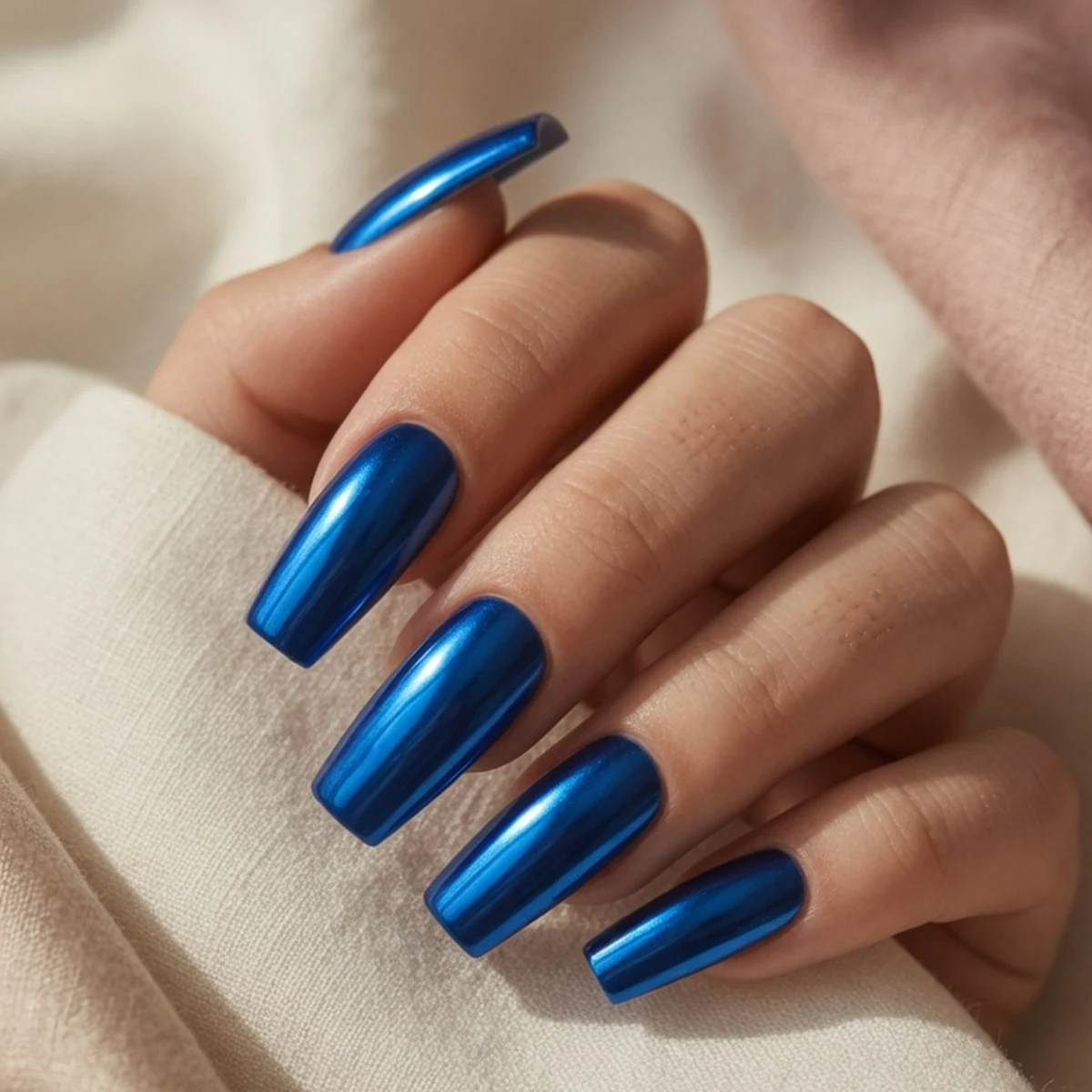 Cobalt Blue Chrome — summer nail design ideas 2026