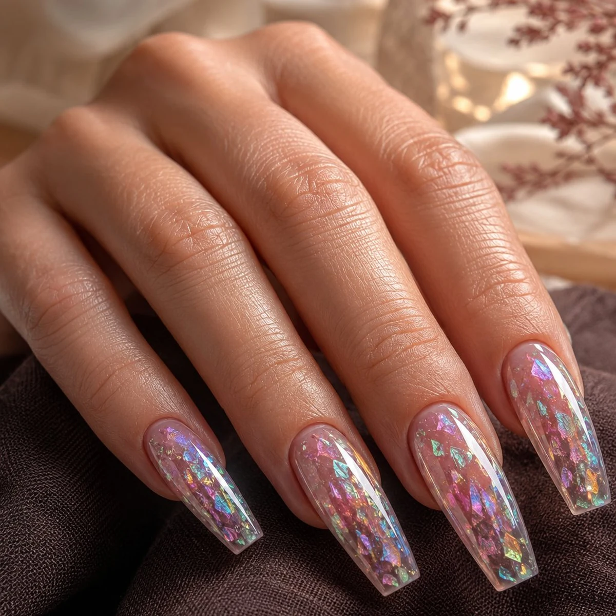 Aurora Encasement Coffin — summer nail design ideas 2026