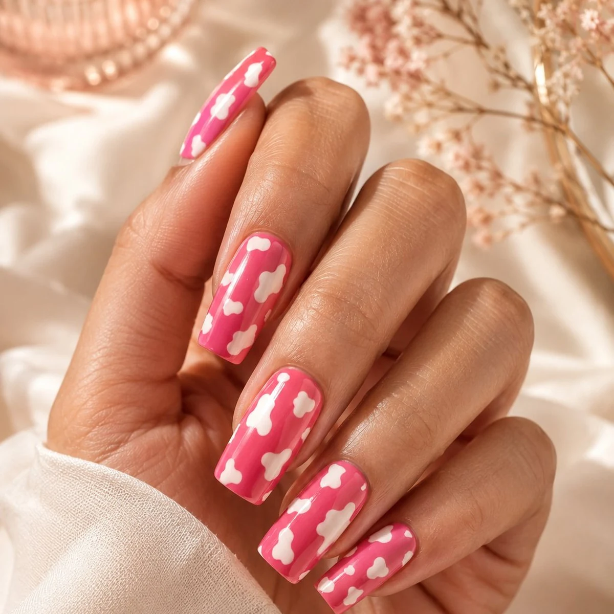 Strawberry Cow Pink — summer nail design ideas 2026
