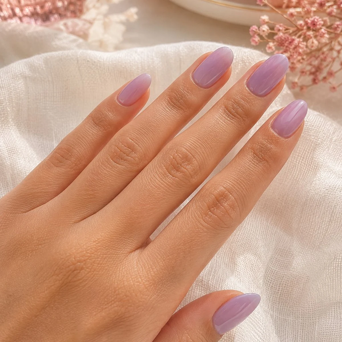 Sheer Lavender Summer — summer nail design ideas 2026