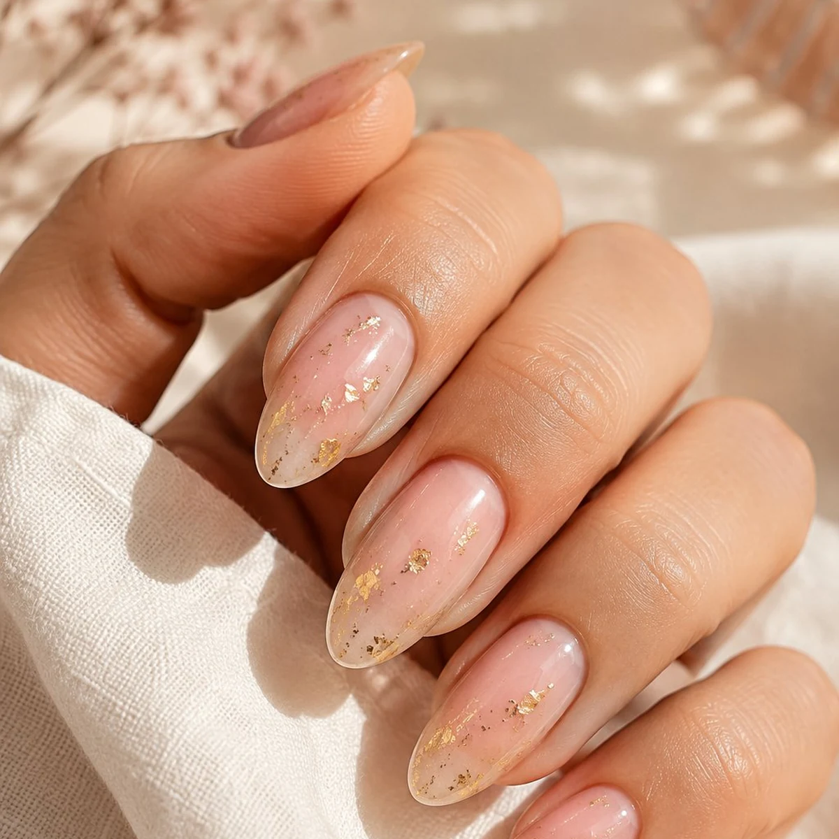 Sheer Pink With Foil — summer nail design ideas 2026